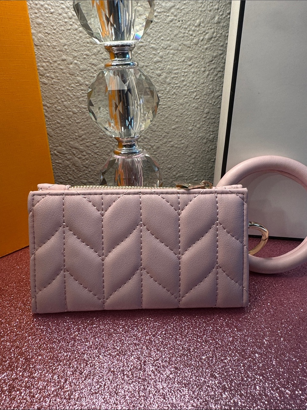 Unlisted Pink Quilted Wristlet Card Holder with Gold Accent - Picture 6 of 6